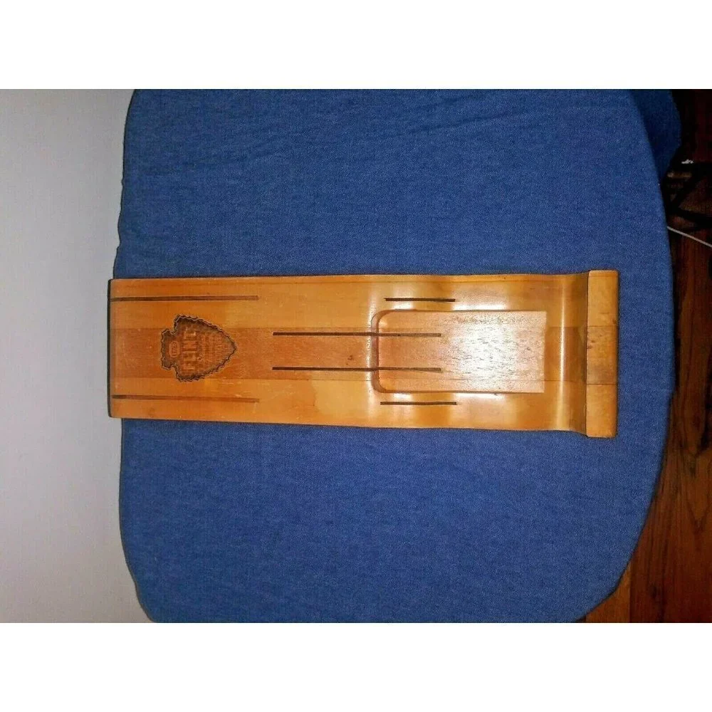Vintage Wood Knife Holder RARE EKCO Flint Vanadium Stainless Nice condition